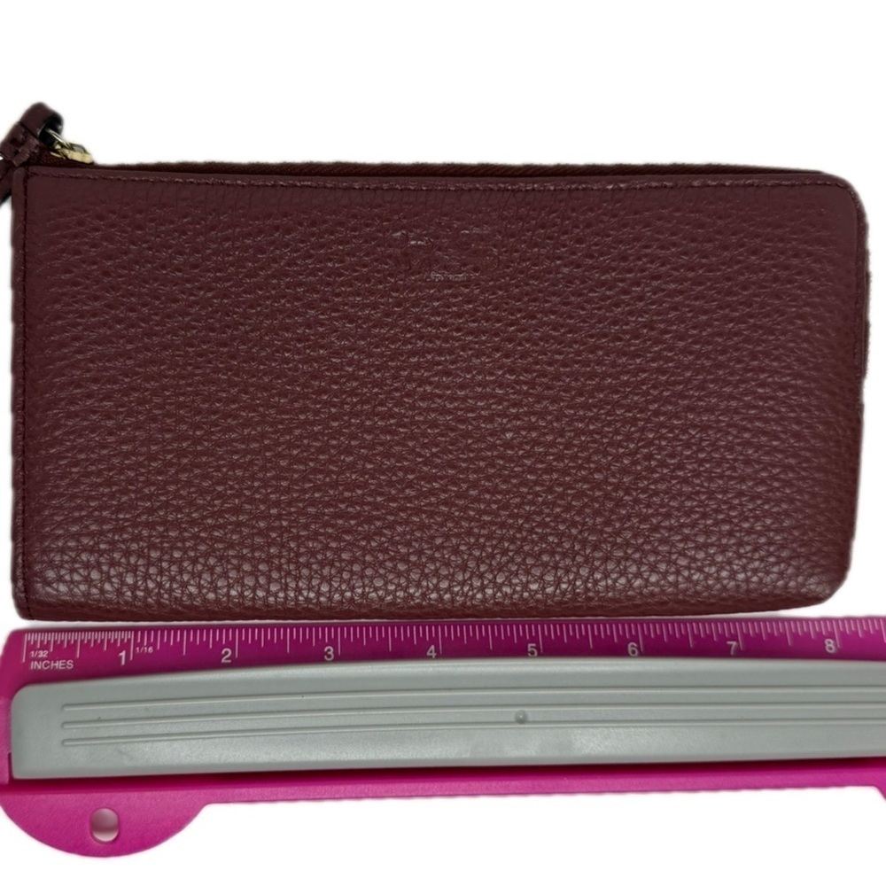 Coach Burgundy Oxblood Grain Leather Wristlet Wallet - Picture 11 of 12